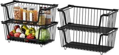 Immagine prodotto di 4 ripiani per il piano di lavoro, portasfrutta e portaverdure per l'ufficio, portaspezie per il piano cottura, contenitori con scomparti, contenitori da cucina