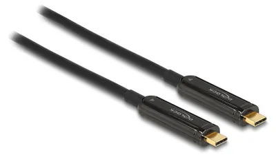 Produktbild von DeLOCK Aktives Optisches USB-C Video Kabel 4K 60 Hz 5 m, 5 m, USB C, USB C, 21,6 Gbit/s, Schwarz