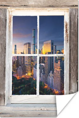 Produktbild von MuchoWow® Poster Durchsichtig - New York - Holz 20x30 cm - Papierdruck