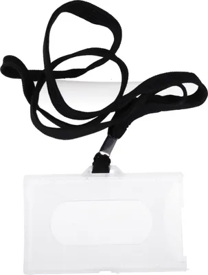 Produktbild von Namensschild zum Umhängen mit 45 cm Kordellänge, schwarz/dunkelblau