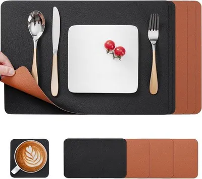 Produktbild von Hitzebeständige Antislip-Platten, Set aus 6 Stück, Schwarz-Braun, für Küche, Familie, Restaurant, Café