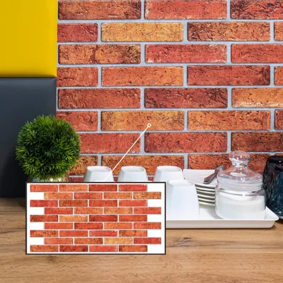Produktbild von 3D-Wandpaneele PVC | Ziegeloptik | Wall Brick - 1 Platte - 0.5 m² | Für Wohnzimmer, Küche & Bad | Einfache DIY-Montage