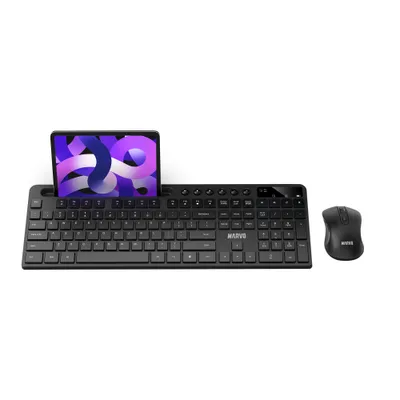 Produktbild von MARVO KC411W Kabelloses Tastatur- & Maus-Set | Englisches QWERTY-Layout | 2.4G | Leise & Ergonomisch