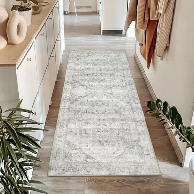 Obrázek produktu pro Pratelný běhoun 60x150cm Šedobéžový protiskluzový koberec