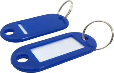 Produktbild von 100x Schlüsselanhänger mit Schlüsselring und Einleger BLAU