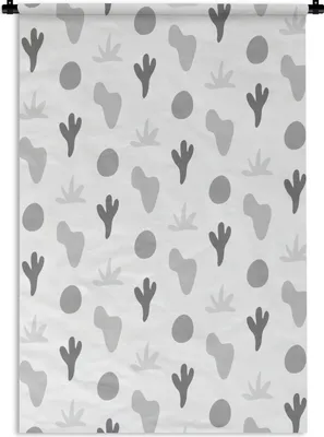 Produktbild von MuchoWow® Wandteppich Wandbehang Hintergrund - Pflanzen - Schwarz - Weiß 120x180 cm Tapisserie Dekoration Wandtuch - Schlafzimmer - Dekorationen für das Haus