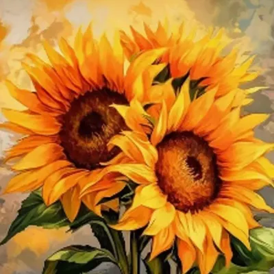 Obrázok produktu pre Maľovanie podľa čísel: Slnečnice, tri kvety, 40x50 cm, na ráme, kreatívne