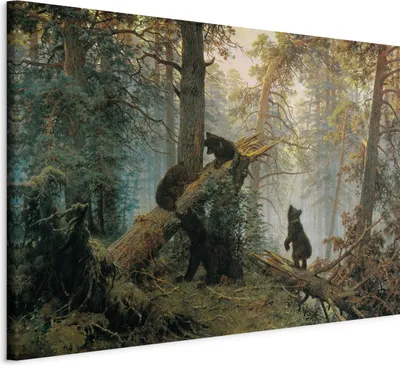Obrázek produktu pro Obraz z netkaného plátna - Ráno v borovém lese 90x60 cm Reprodukce l-G-10073-b-a