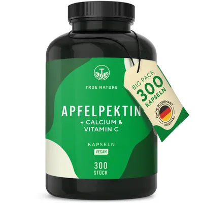 Produktbild von TRUE NATURE® Apfelpektin Kapseln (Apfel Kapseln + Calcium & Vitamin C)