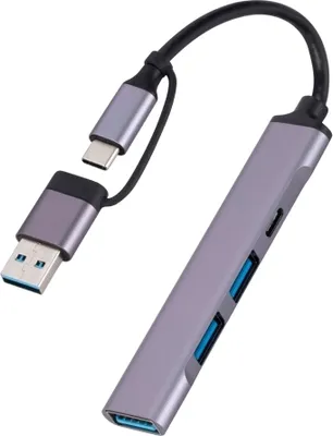 Zdjęcie produktu dla ADAPTER ROZDZIELACZ SLIM HUB 3.0 2w1 USB-A|USB-C na 3xUSB|1x USB-C