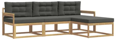Imagen del producto de vidaXL Juego de 4 sofás de exterior, color blanco y gris antracita, fabricados en poliéster