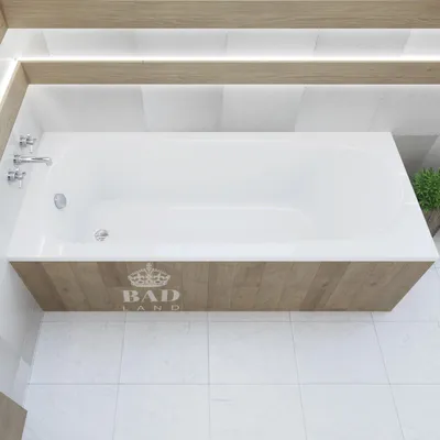 Produktbild von Badewanne Rechteck 160x75 mit Wannenträger, Ablaufgarnitur & Füßen GRATIS | Komplettset 4in1 Original Acryl Wanne Siphon | BADLAND MEDIUM