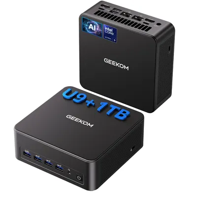 Produktbild von GEEKOM AI Mini PC IT13 Max, Intel Core Ultra 9 185H bis 5,1 GHz, 24GB LPDDR5, 1TB SSD, Intel Arc, Dual 2,5G LAN, 2× USB4, Wi-Fi 7, BT 5.4, 8K