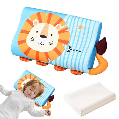 Imagen del producto de Almohada ergonómica para niños, de espuma viscoelástica, de 45 x 27 cm, con motivos de animales, para cuna