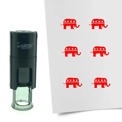 Immagine prodotto di Timbro CombiCraft Elefante dei repubblicani rotondo da 10 mm - inchiostro rosso