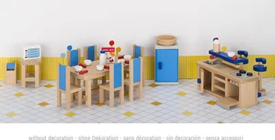 Immagine prodotto di goki 51907 Mobili da cucina per bambole, blu/naturale (1 set)