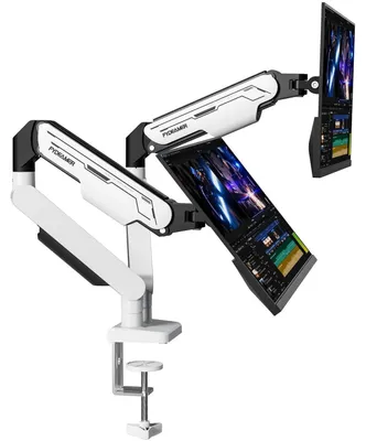 Produktbild von Monitorhalterung Dual, Höhenverstellbar, Gasdruckfeder, 17-32 Zoll, bis 9 kg, Schwenkbar, Neigbar, Drehbar, VESA 75/100 mm, Weiß