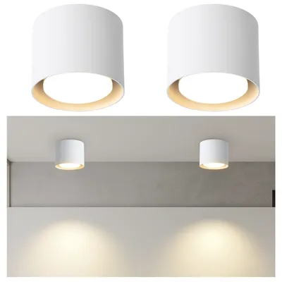 Produktbild von ZMH 2ER Aufbauspot Weiß LED Rund Deckenleuchte Aufbau Flach aus Aluminium Spot klein inkl LED Modul 5Wx2 Warmweiß für Küche Restaurant