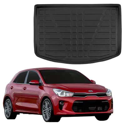 Produktbild von SCOUTT | Kofferraumwanne Laderaumwanne Kompatibel mit Kia Rio Hatchback ab 2017, mit Hoher Rand, Kofferraum-Schutzmatte, Geriffelt, Aufrollbar, Schwarz