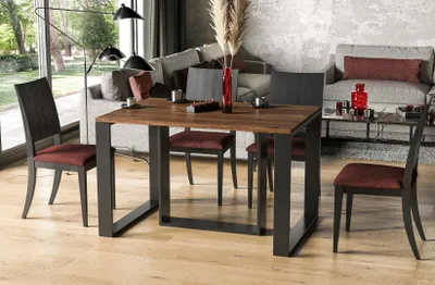 Image de Endo-Möbel Table de salle à manger extensible Borys 130cm - 330cm piètement traîneau traîneau métal Kulissentisch (chêne de Stirling)