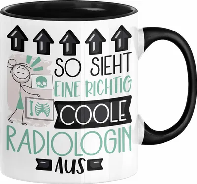 Produktbild von Radiologin Geschenk Tasse Geschenkidee für Radiologin Geburtstag Weihnachten Spruch So Sieht Eine Richtig Coole Radiologin Aus Kaffee-Becher  (Schwarz)