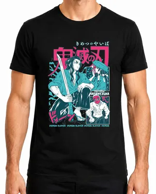 Produktbild von Demon Slayer Kimetsu no Yaiba Schwert Samurai Anime Japan Y2K Herren T-Shirt, Schwarz, XL