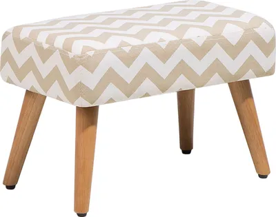 Produktbild von BELIANI Sitzhocker Braun/Weiß Baumwolle Holzbeine Zickzackmuster Modern