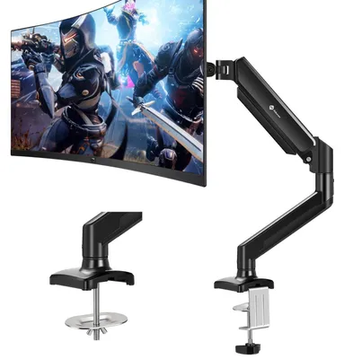 Produktbild von Monitorhalterung für 13-32 Zoll, Gasfeder Monitorarm bis 9 kg, VESA 75/100 mm, höhenverstellbar, Tischklemme & Bohrlochmontage