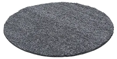 Productafbeelding van Ayyildiz Hoogpolig tapijt Grey 80 cm rond Shaggy Vloerkleed Donkergrijs Zacht en 30 mm voor Woonkamer en Slaapkamer