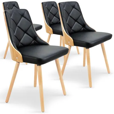 Image de MENZZO Lot de 4 chaises scandinaves Lalix Chêne Clair et Noir