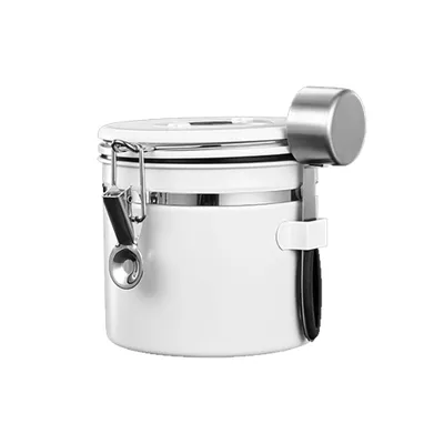 Produktbild von Kaffeedose oder Kaffeedose für Kaffeebohnen, Tee, Zucker und Mehl, Edelstahl, Kaffeekanister, luftdichter Behälter(Weiß, 1200 ml)