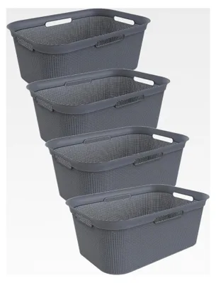 Produktbild von Wäschekorb 4er-Set 40l, Kunststoff, anthrazit, 4 x 40l (59,6 x 39,6 x 23,2 cm)