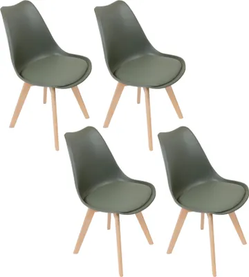 Image de Lot de 4 Chaises - HOME DECO FACTORY - Scandinaves - Rembourrées - Vert
