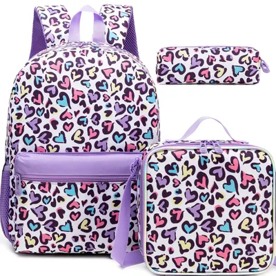 Immagine prodotto di Omgoods - Set di zaini per la scuola per ragazze, con borsa per il pranzo e astuccio