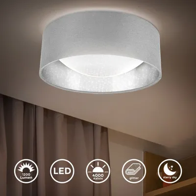 Produktbild von Deckenleuchte Ø32 cm - 12W, 1200lm, LED, Sternenhimmel, neutralweiß, grau-silber