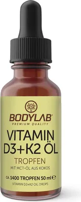 Produktbild von BODYLAB Vitamin D3+K2 Öl Tropfen - 50ml