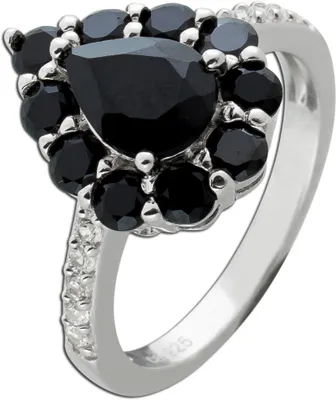 Produktbild von Spinell Ring Silber 925 schwarze Edelsteine weiße Zirkonia  19