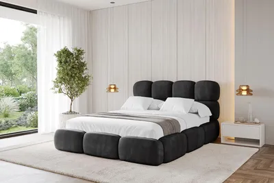 Produktbild von ALTDECOR Polsterbett mit Bettkasten - NOMA 180x200 Schwarz  - Bett mit Kopfteil, Boxbett ohne Matratze, Doppelbett mit Stauraum