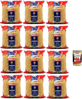 Produktbild von Divella Pasta 100% Italienisch Margheritine 60, Nudeln aus Hartweizengrieß, Kochen 7 Minuten 12x 500g + Italian Gourmet polpa 400g