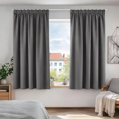 Produktbild von Verdunkelungsvorhänge mit Kräuselband, hellgrau, 2er Set, 138x117 cm