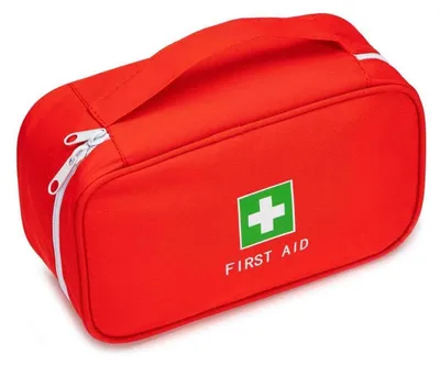 Image de Trousse de premiers secours rouge, vide, pour voyage, trousse de secours d'urgence, dimensions : 23 x 13 x 7,5 cm