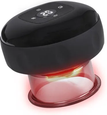 Immagine prodotto di Set elettrico per Gua Sha - Set per coppettazione a vuoto - 12 impostazioni e temperature - Massaggiatore per meridiani - Nero