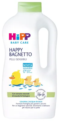 Produktbild von HiPP Happy HiPP Babybad, Familiengröße, für empfindliche Haut, pH-neutral, mit natürlichem -Mandel-Extrakt, 1 Flasche à 1000 ml, Babybadewanne