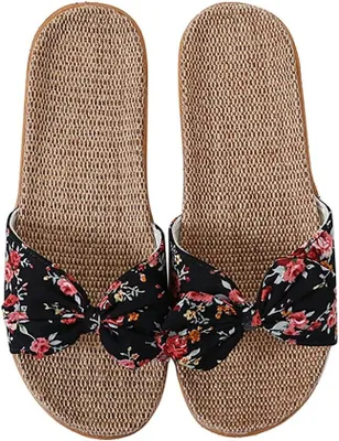 Produktbild von Damen Hausschuhe 39/40, Leinen, rutschfest, bequem, für Zuhause