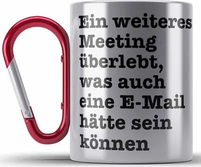 Produktbild von Trendation - Meeting Edelstahl Tasse Karabiner Arbeit Karabiner Edelstahl Tasse Karabiner Edelstahl Büro Chef Arbeitskollege Kollegin Kaffeebecher Geschenk Lustige Edelstahl Tasse Karabiner für Arbeit (Rot)