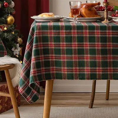 Obrázek produktu pro Vánoční ubrus, kostkovaný, červeno-zelený, 140 x 140 cm, polyester