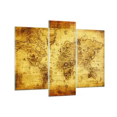Produktbild von Bilder auf glas - Karte Welt Kontinente - 130x100cm - Glasbilder - Wandbilder - Kunstdruck - zum Aufhängen bereit - Wanddekoration aus Glas - Glas Bilder - Wandbild auf Glas - GCB130x100-0127