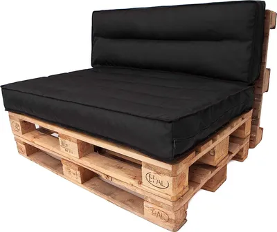 Zdjęcie produktu dla Zestaw poduszek na palety PillowPrim zdejmowany pokrowiec wodoodporne poduszki na palety zestaw poduszek ogrodowych (siedzisko 120x80 + oparcie 120x40) czarny