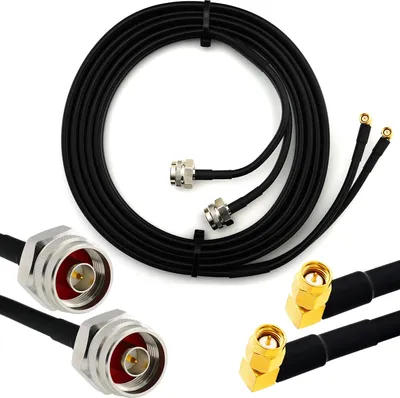 Immagine prodotto di 12 m di cavo coassiale doppio con spina SMA a 90 gradi e spina N - cavo di prolunga doppio HF-240 (equivalente a LMR 240) - antenna WiFi GSM LTE 4G 5G 6G router amplificatore di segnale radio Ham CB
