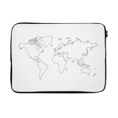 Produktbild von MuchoWow® Laptop Hülle 14 ZollWeltkarte - Einfach - Schwarz - Weiß Laptoptasche - Laptoptasche - Stoßsicher - Schutzhaube